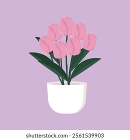 illustration of tulips in pots