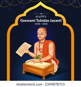 illustration of Tulsidas Jayanti, Tulsidas was an Indian Saint Writer of Ramayana.