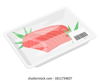 Illustration of tuna fillet in the pack.