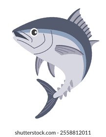 Illustration of tuna swimming in the sea