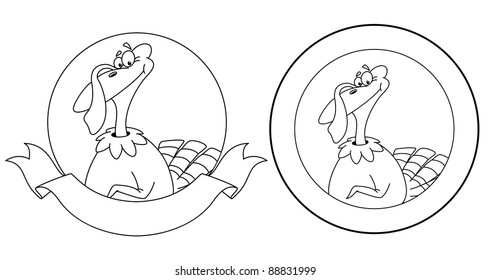 illustration of a turkey banner outlined