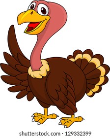 Illustration of turkey cartoon waving