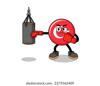 Illustration of turkey flag boxer , character design