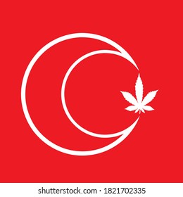 ilustración de la bandera turca con hoja de ganja en vector