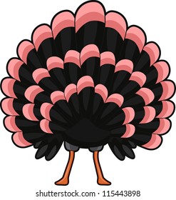 Illustration of a Turkey with its Tail Spread Wide