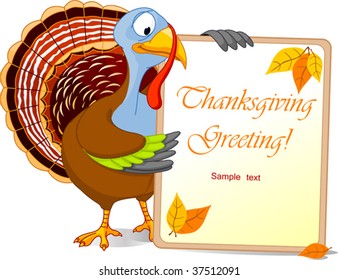 Illustration of a Turkey Thanksgiving Holiday Note
