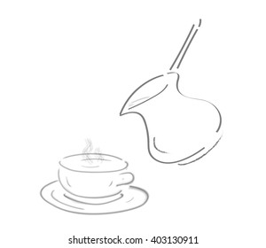 Illustration with turkish coffee