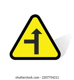 illustration of turn left or straight sign can be used as an icon