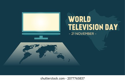 An illustration of a turned-on led television. World Television Day.