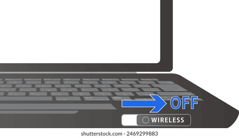 Illustration of turning off the wireless LAN connection button of a laptop computer