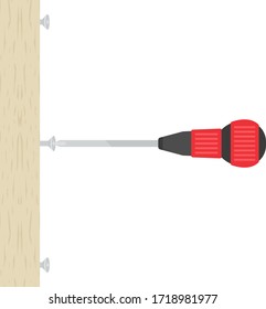 Ilustración de girar el tornillo con un destornillador.