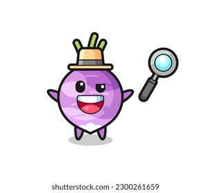 illustration of the turnip mascot as a detective who manages to solve a case , cute style design for t shirt, sticker, logo element