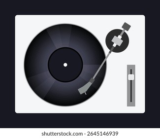 Illustration of a turntable with a classic vinyl record design, perfect for music, retro, DJ, and vintage-themed projects and creative backgrounds.