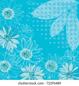 illustration of a turquoise flowers background