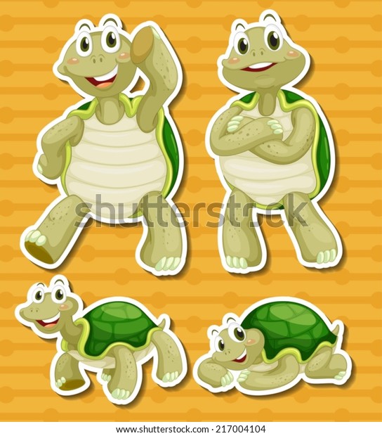 Illustration Turtle Different Poses Stock Vector (Royalty Free) 217004104