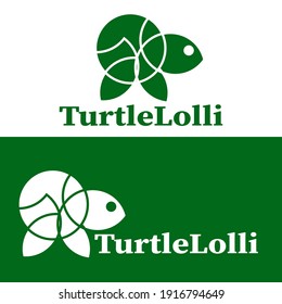 Illustration Turtle logo design with lollipop or candy concept vector graphic
