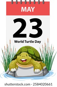 Illustration of a turtle on a calendar page