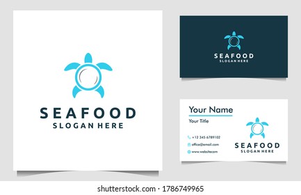 illustration of a turtle and a plate as a restaurant logo design vector