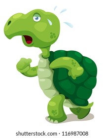 illustration of turtle walking.Vector