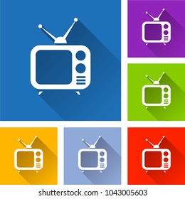 Illustration of tv icons with long shadow