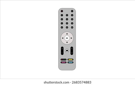 Ilustración de control remoto de TV con Botones aislados sobre fondo blanco.