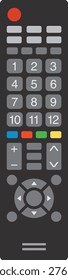 An illustration of a TV remote control viewed from the front.