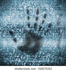 An Illustration Of A TV Static Noise With A Hand Print. Not Auto-trace.