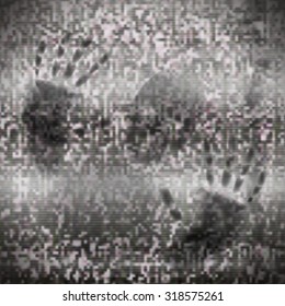 An Illustration Of A TV Static Noise With A Hand Print. Not Auto-trace.