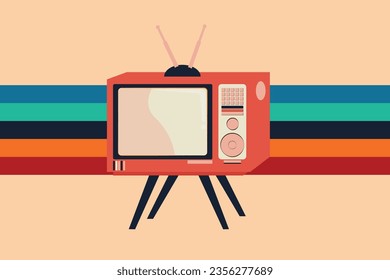 illustration tv, tadio vector vintage color and classic