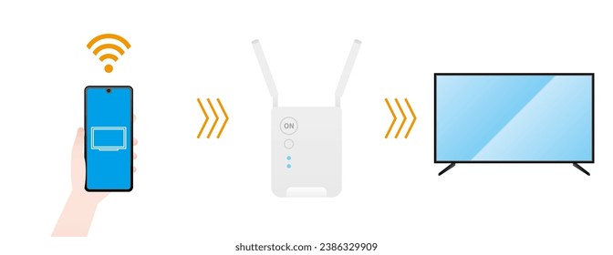 It is an illustration of a TV that can be operated from a smartphone with IoT.