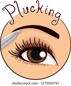 Illustration of Tweezers Plucking Hair from Eyebrow Icon