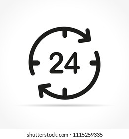 Illustration of twenty four hours icon concept