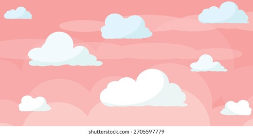 ilustração de um céu crepúsculo com nuvens brancas limpas. ilustração de um fundo crepúsculo brilhante