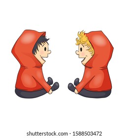 Illustration of Twin Boys. Cartoon style.