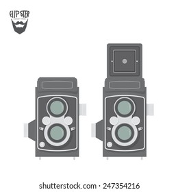 Illustration of twin lens camera flat style, Vector object