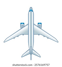 Illustration of a twin-engine passenger aircraft