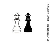 Illustration twins queens chess black and white logo vector