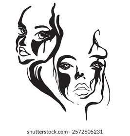 illustration of two abstract faces