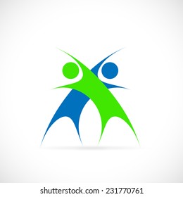 Illustration of two abstract figures isolated on a white background.