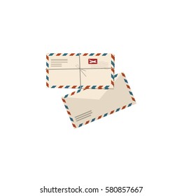 Illustration of two airmail envelopes isolated on white background. Vector eps10