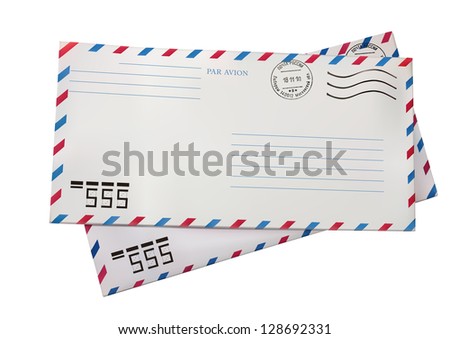 Illustration of Two airmail envelopes on white background