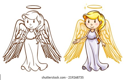 Illustration of the two angels on a white background  