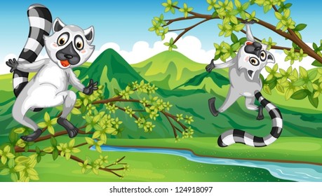Ilustración de dos animales divirtiéndose