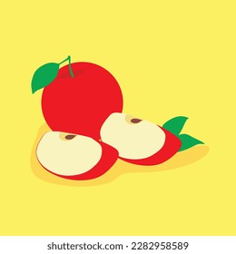 An illustration of two apples with the word apple on the bottom Apple Vector Icon Vector Art