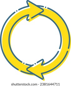 Illustration of two arrows combining and rotating