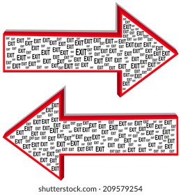 Illustration of two arrows of different directions with the inscription exit