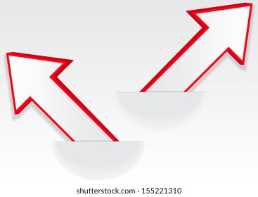 Illustration of two arrows in the pockets on a light background