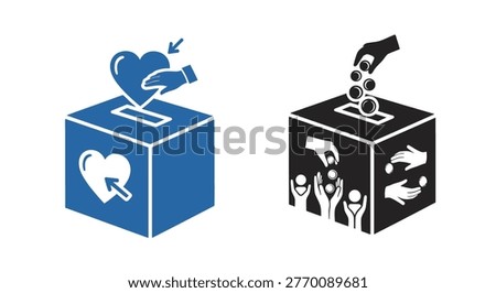 Illustration of two ballot boxes one with heart and one with hands