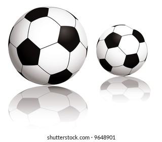 Illustration of two balls with reflection on a white background