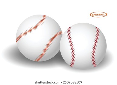 An illustration of two baseballs with distinct red and orange stitching patterns. The baseballs are placed side by side, showcasing their classic design. The image includes a "BASEBALL" label